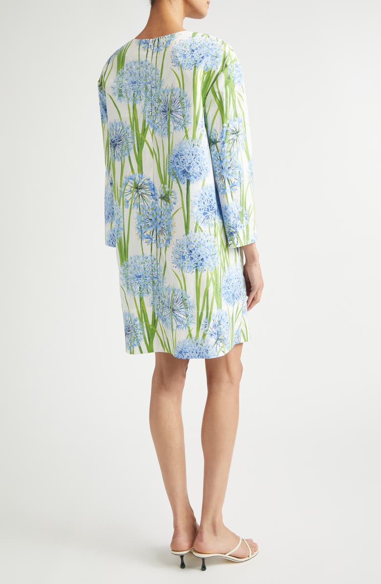 Oscar de la Renta Allium Long Sleeve Stretch Cotton Poplin Minidress, Alternate, color, Blue/ White
