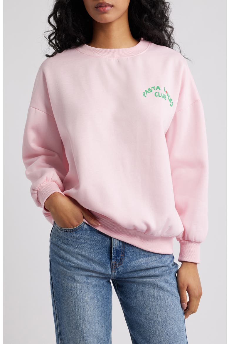 Pasta Lovers Club Cotton Sweatshirt, Main, color, PINK