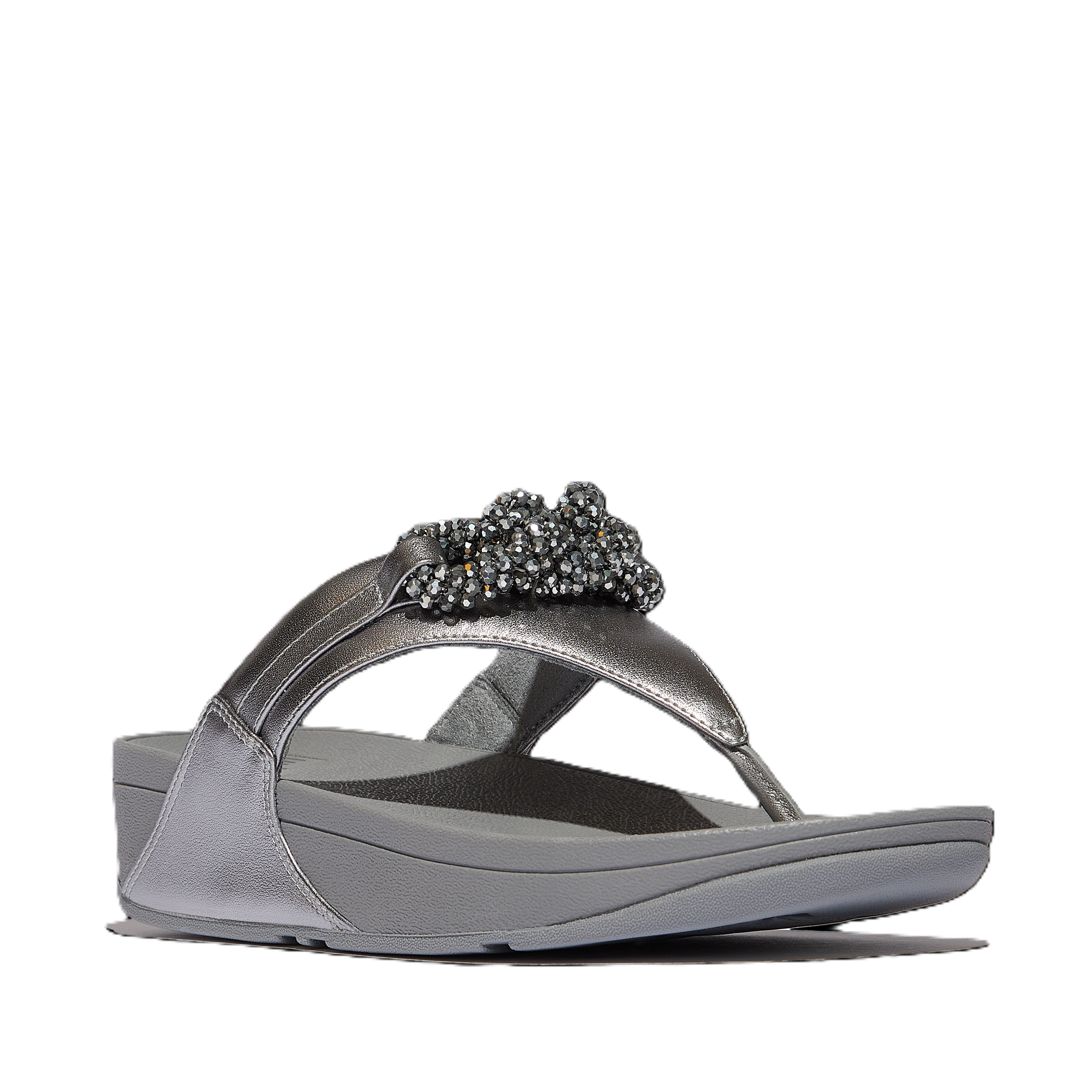 FitFlop Lulu Beaded Chain Toe Post Sandals, Main, color, Silvereen