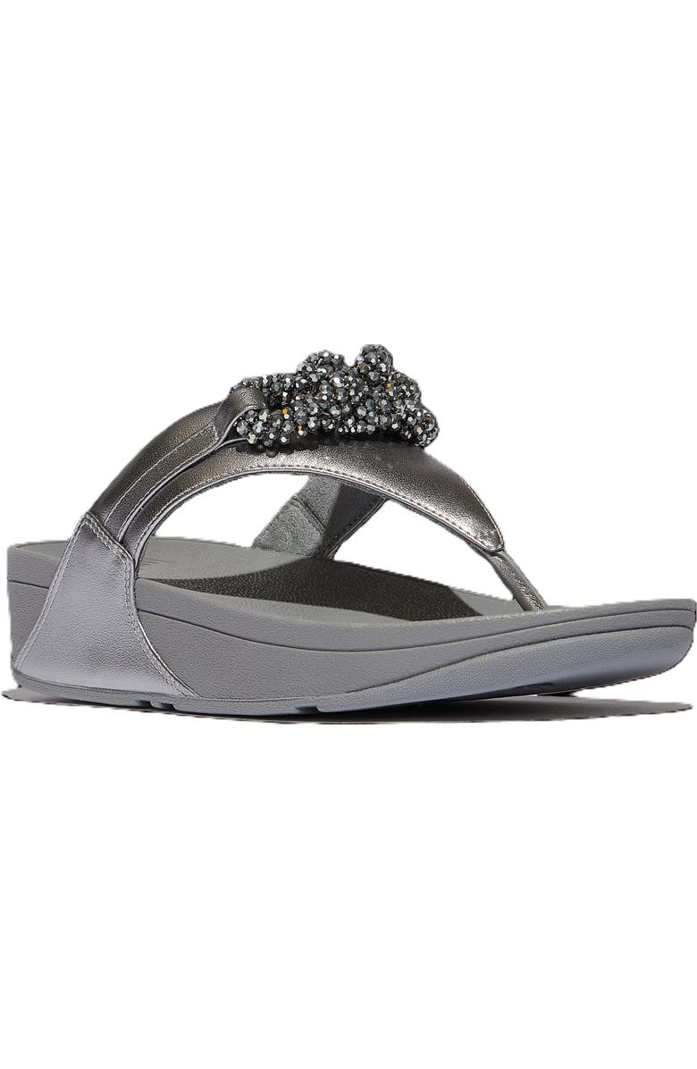 FitFlop Lulu Beaded Chain Toe Post Sandals, Main, color, Silvereen