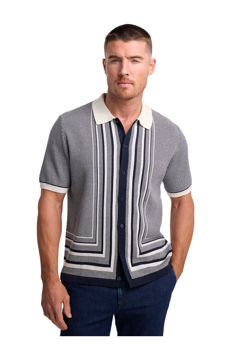 Cotton Button Front Polo, Alternate, color, Navy