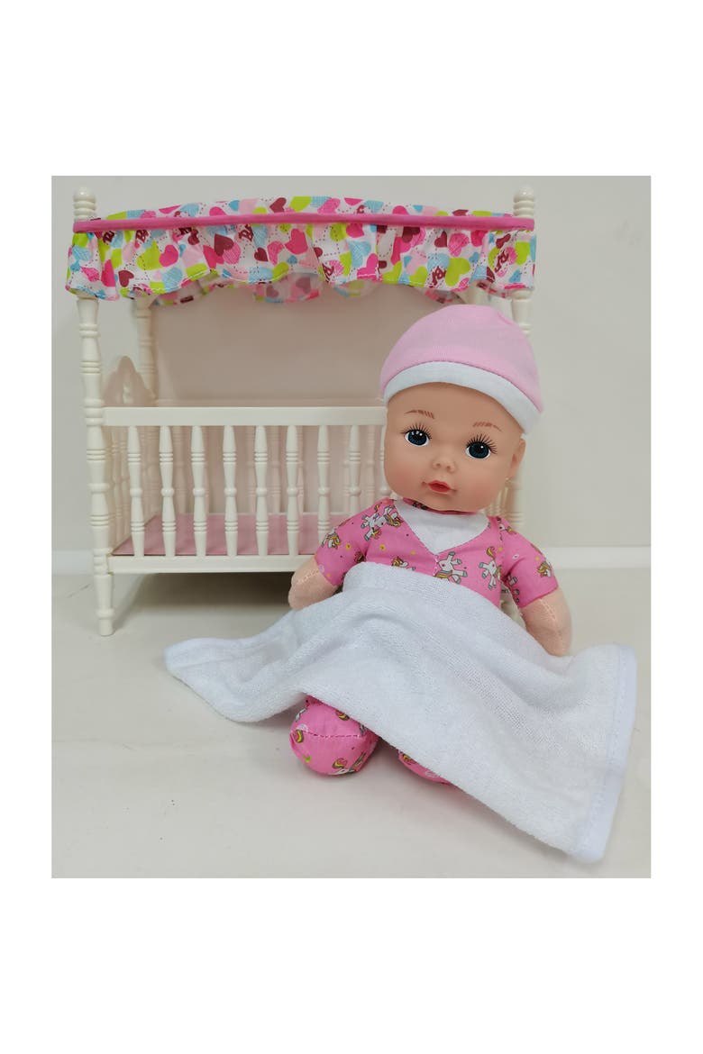 Canopy Crib With Toy Doll, Main, color, Multicolored
