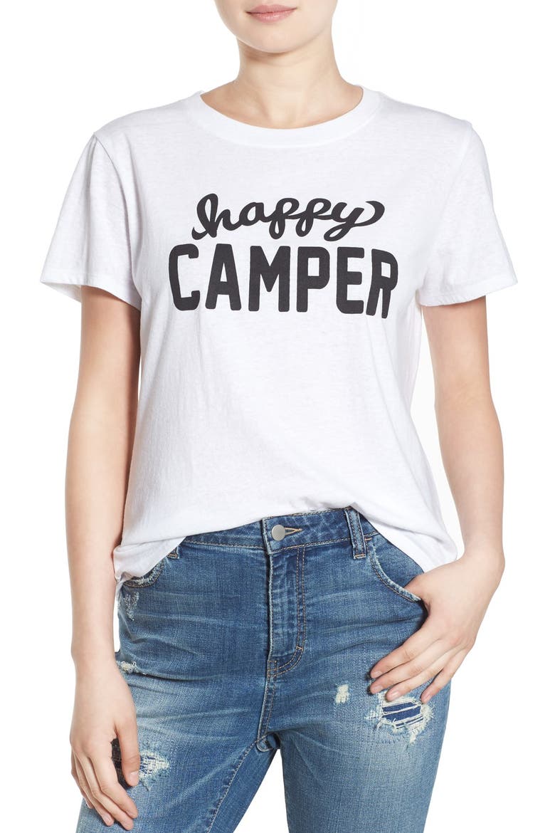 'Happy Camper' Short Sleeve Tee, Main, color, WHITE