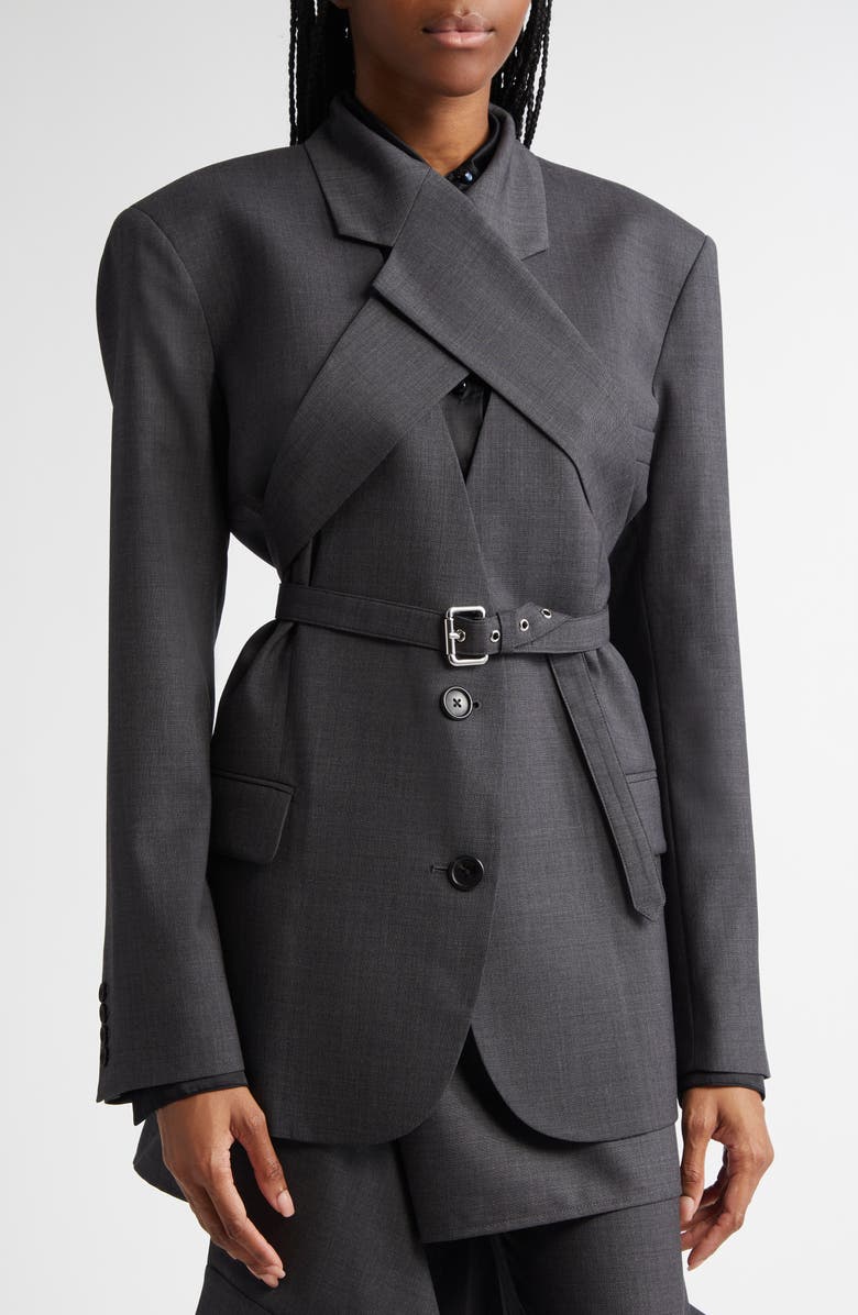 MONSE Crisscross Stretch Wool Blazer, Alternate, color, 