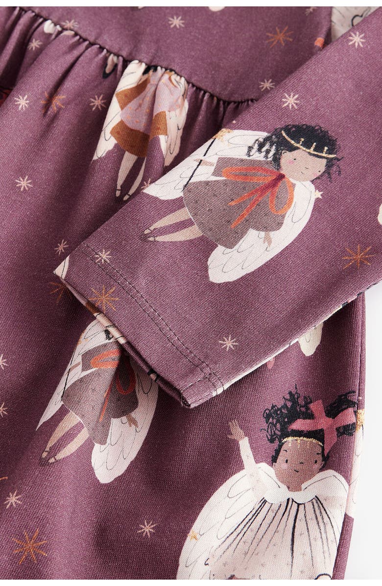 NEXT Kids' Fairy Print Long Sleeve Cotton Jersey Dress, Alternate, color, 