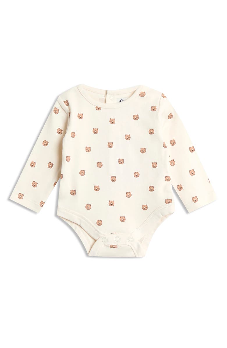 JOJO MAMAN BEBE Long Sleeve Bodysuit & Bear Appliqué Waffle Knit Overalls Set, Alternate, color, Denim
