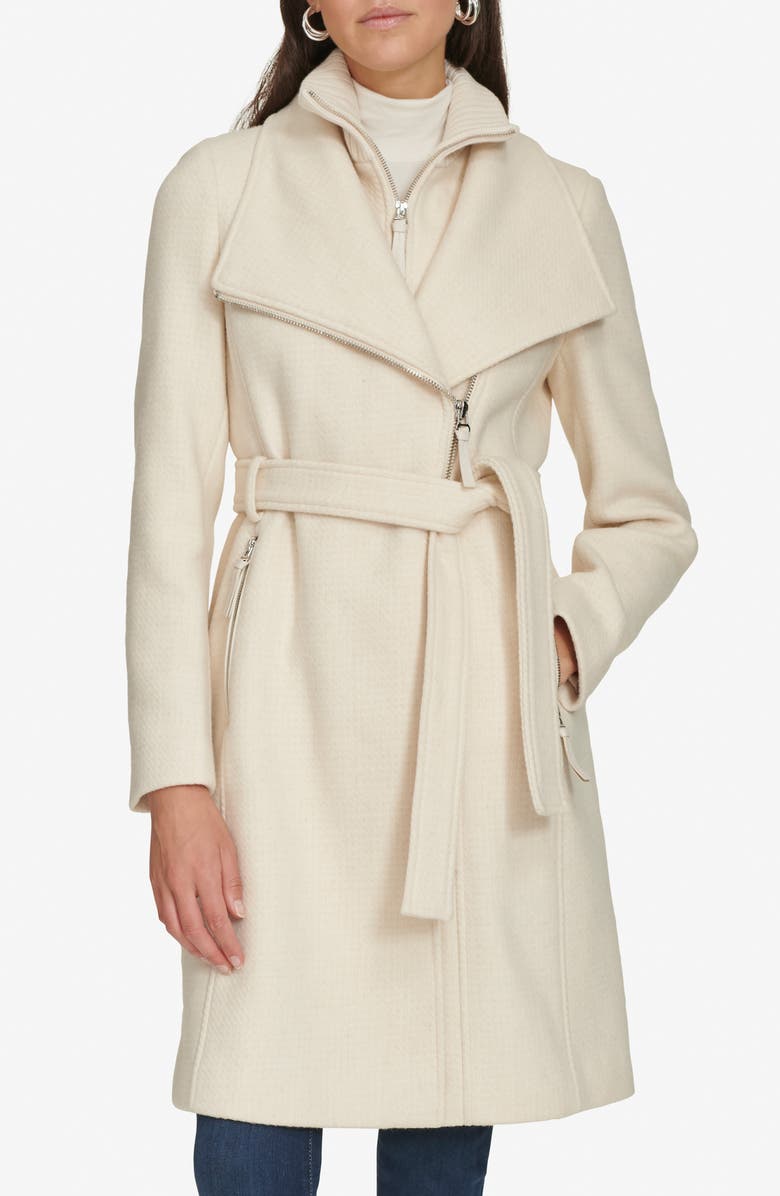 Calvin Klein Angled Zip Twill Coat, Main, color, Nude