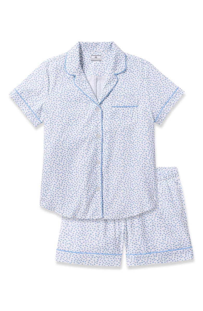 Petite Plume Blue Heart Cotton Twill Short Pajamas, Alternate, color, 