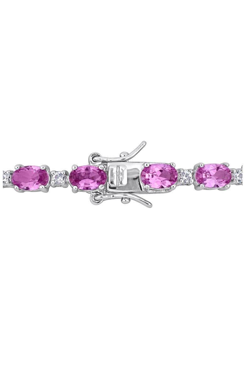 Lab Created Pink Sapphire & Lab Created White Sapphire Tennis Bracelet, Alternate, color, PINK