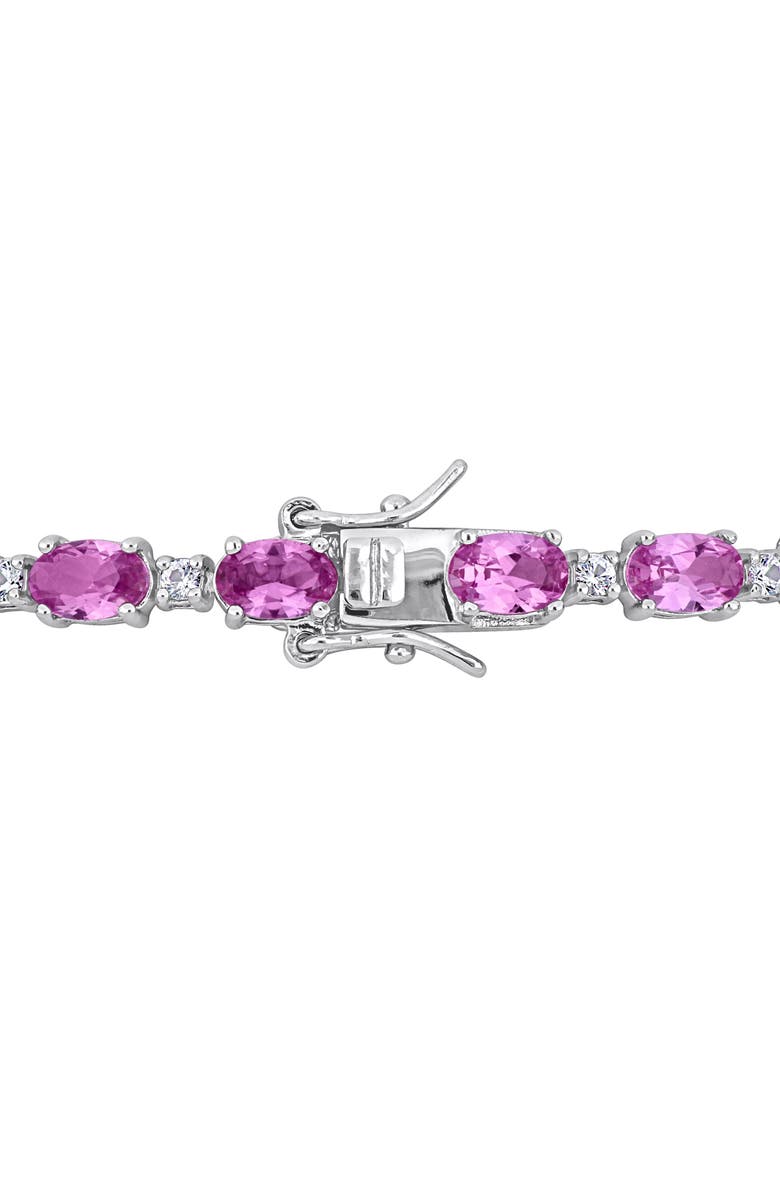 DELMAR Lab Created Pink Sapphire & Lab Created White Sapphire Tennis Bracelet, Alternate, color, Pink