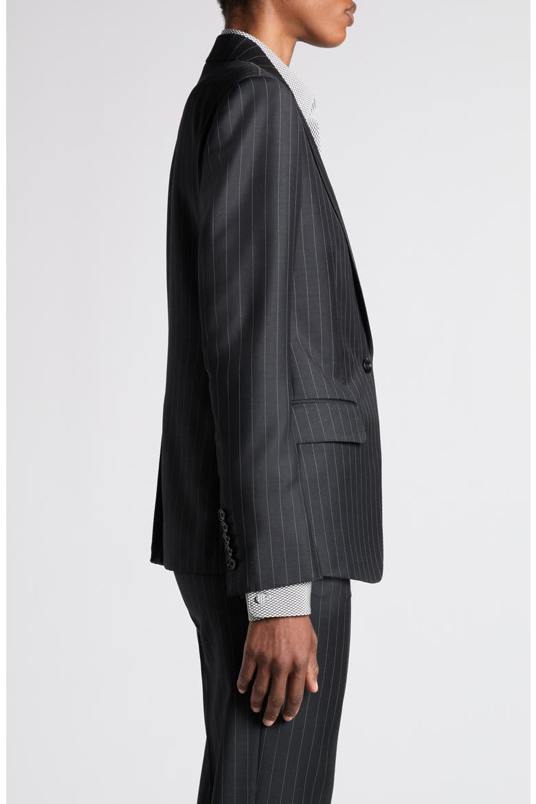 Chalk Stripe Wool & Mohair Jacket, Alternate, color, BLACK/ WHITE