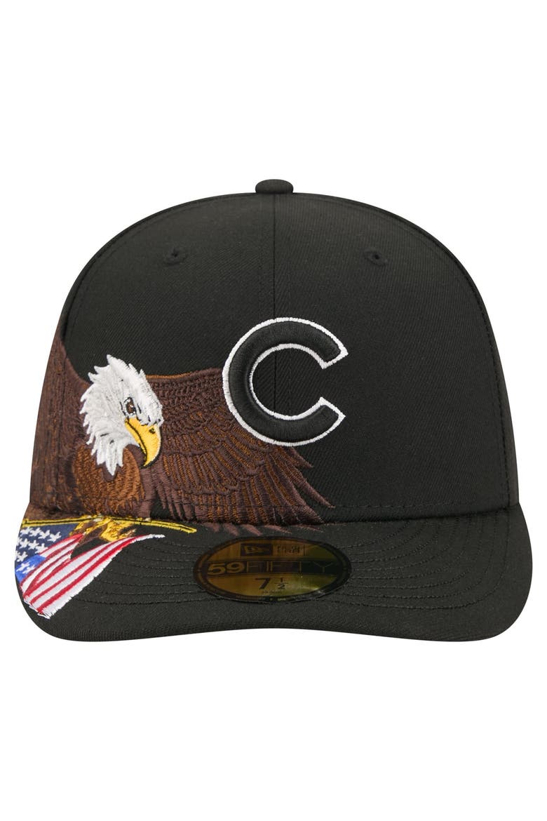 Men's New Era Black Chicago Cubs Americana Bald Eagle Pre-Curved 59FIFTY Fitted Hat, Alternate, color, Black