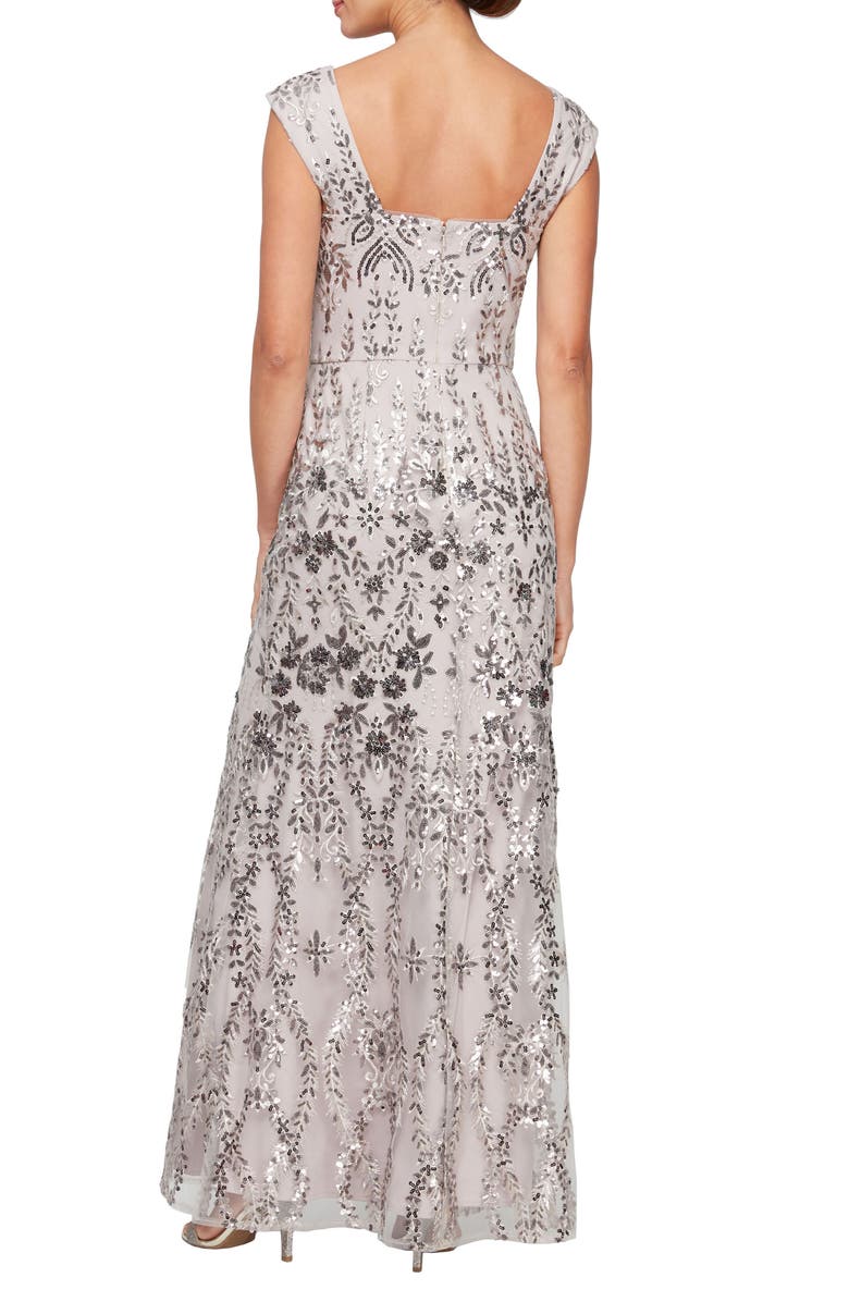 Alex Evenings Sequin Embroidery Fit & Flare Gown, Alternate, color, 