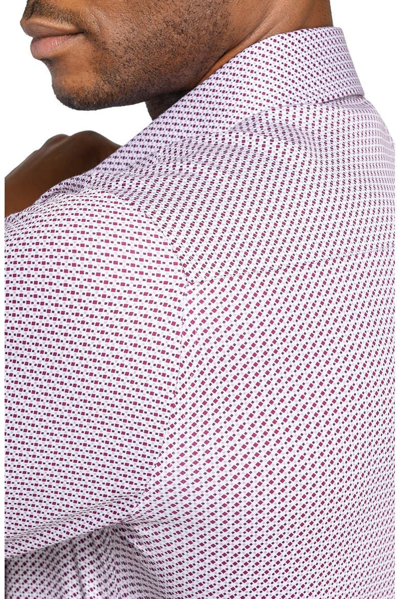 Slim Fit Micro Square Print Reworked Cotton Dress Shirt, Alternate, color, WHITE/ RED