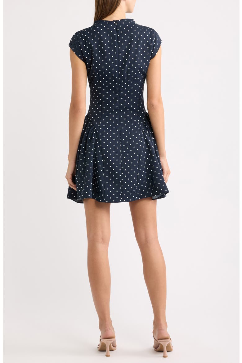 Dot Flare Minidress, Alternate, color, NAVY POLKA DOT