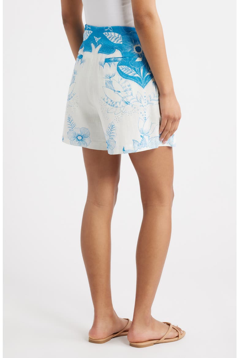 Sebastian Placed Print Cotton & Linen Shorts, Alternate, color, CELESTIA PRINT
