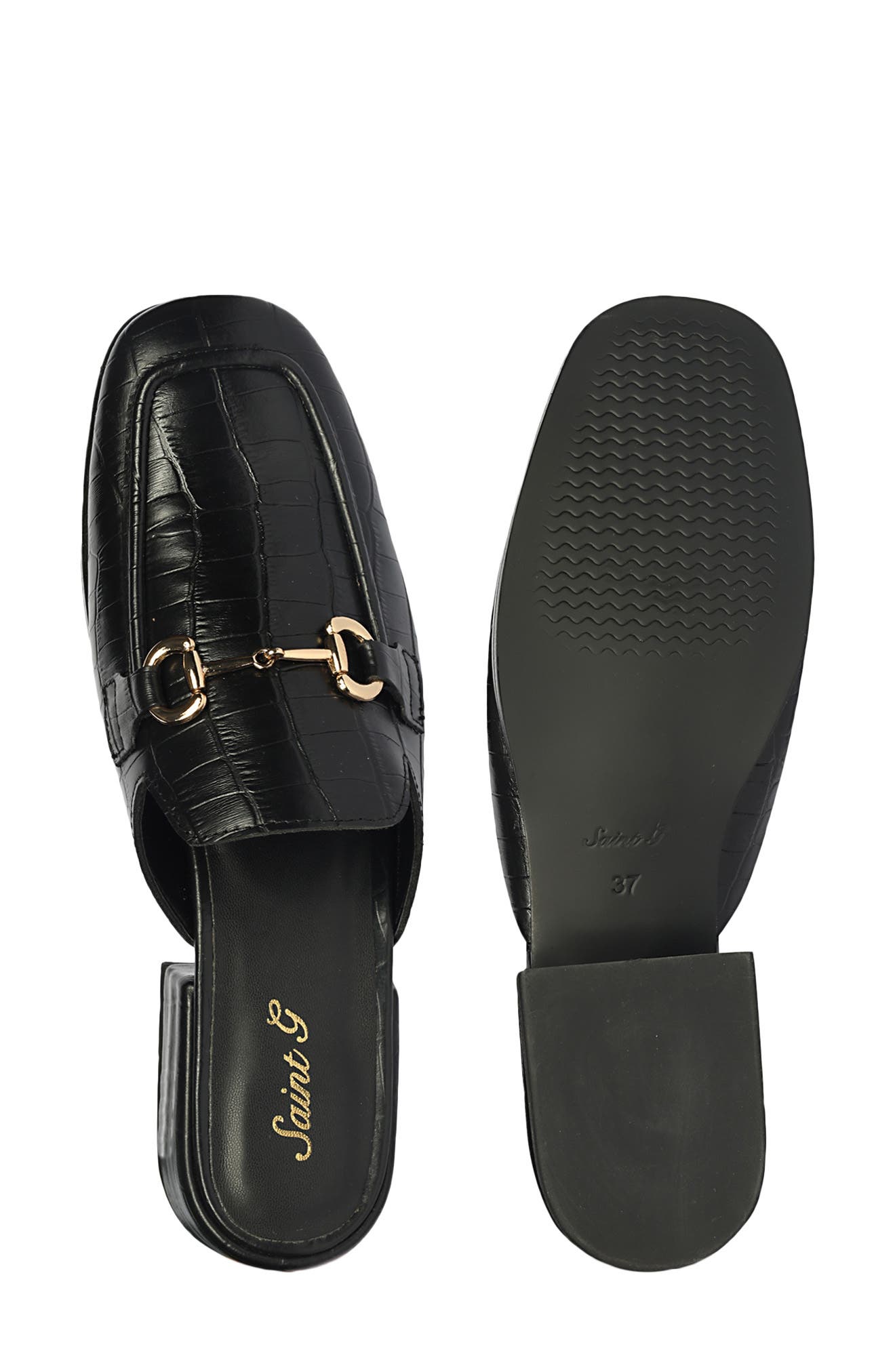 SAINT G Savannah Croc Embossed Mule, Alternate, color, Black