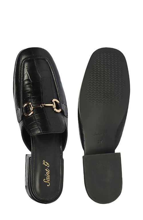 Saint G Savannah Croc Embossed Mule In Black