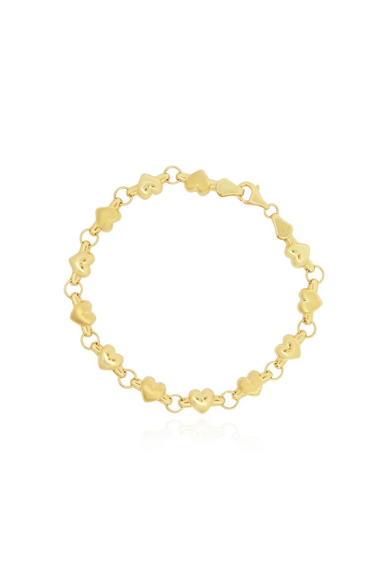 Gold Heart Round Link Bracelet, Main, color, Yellow Gold