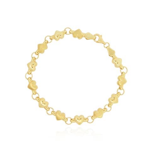 Gold Heart Round Link Bracelet