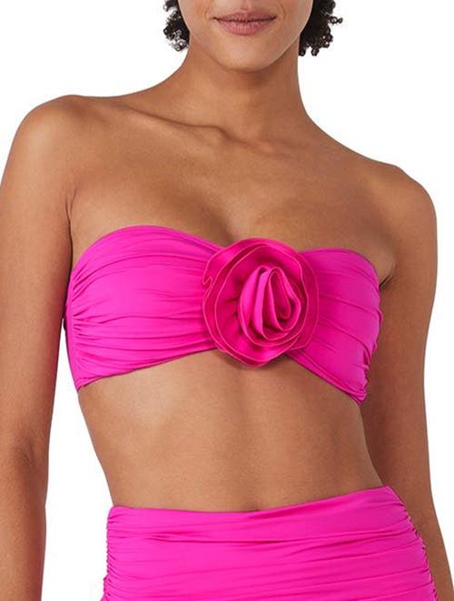 Kate Spade Womens Rosette Detail Convertible Bandeau Bikini Top High Waist Bikini Bottoms In Vivid Snapdragon