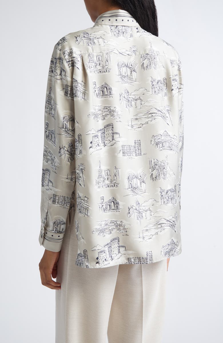 Max Mara Fado Silk Button-Up Shirt, Alternate, color, Sand