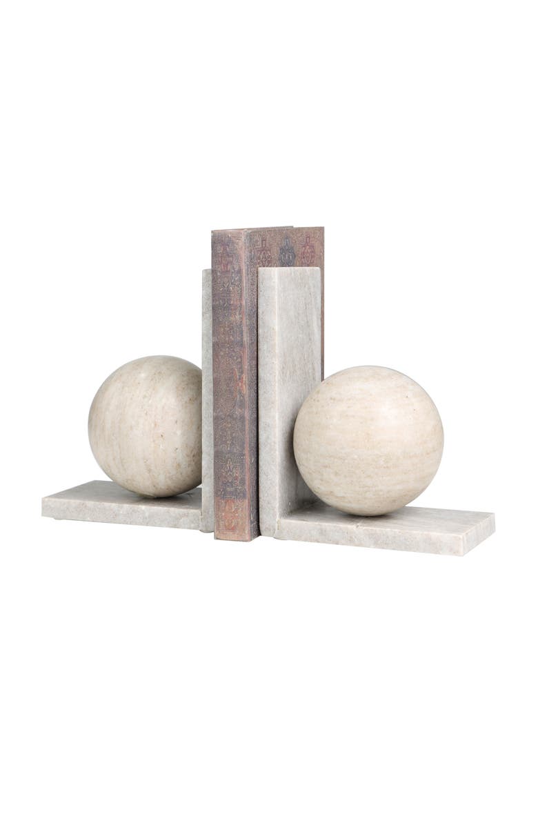 VIVIAN LUNE HOME Orb Marble Bookends, Alternate, color, Beige