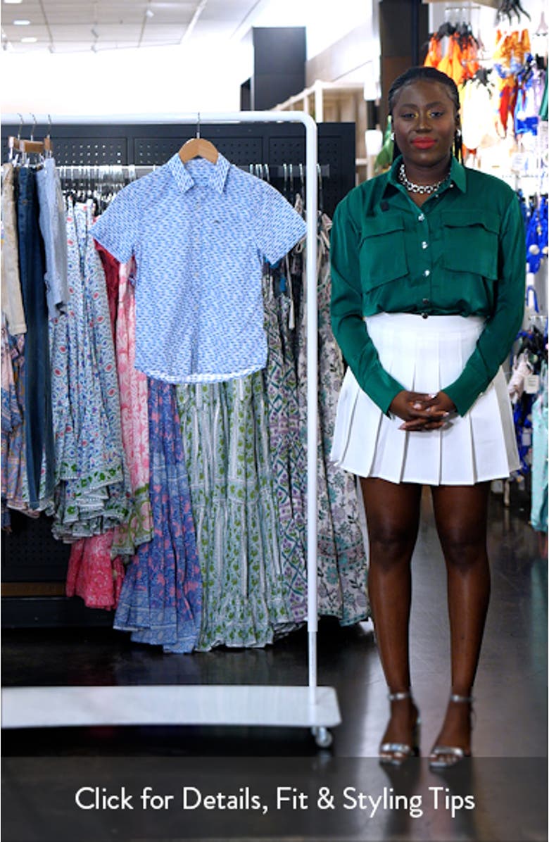 Kids' Print Short Sleeve Cotton Button-Up Shirt, sales video thumbnail