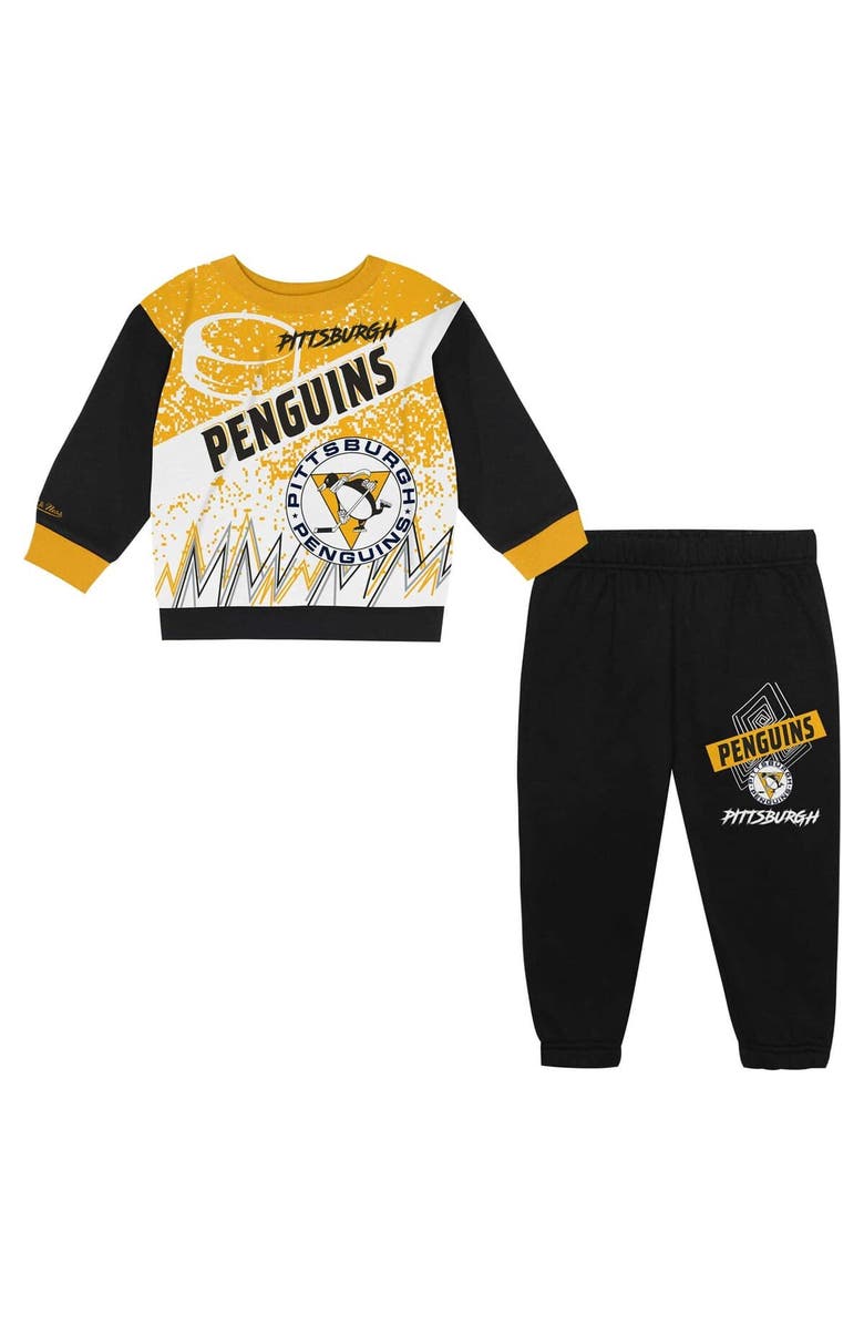 Mitchell & Ness Toddler Mitchell & Ness Pittsburgh Penguins Two-Piece Oversized Block Buster Fleece Sweatshirt & Pants SetSet, Alternate, color, Black