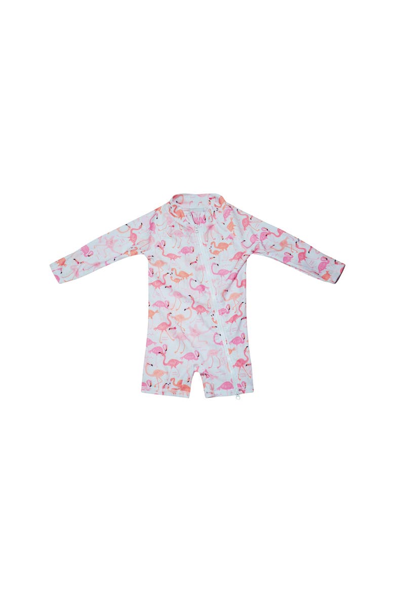 Infant and Toddlers Sun Protective UPF 50+ Shortie Surf Swimsuit, Main, color, Flamingo Love