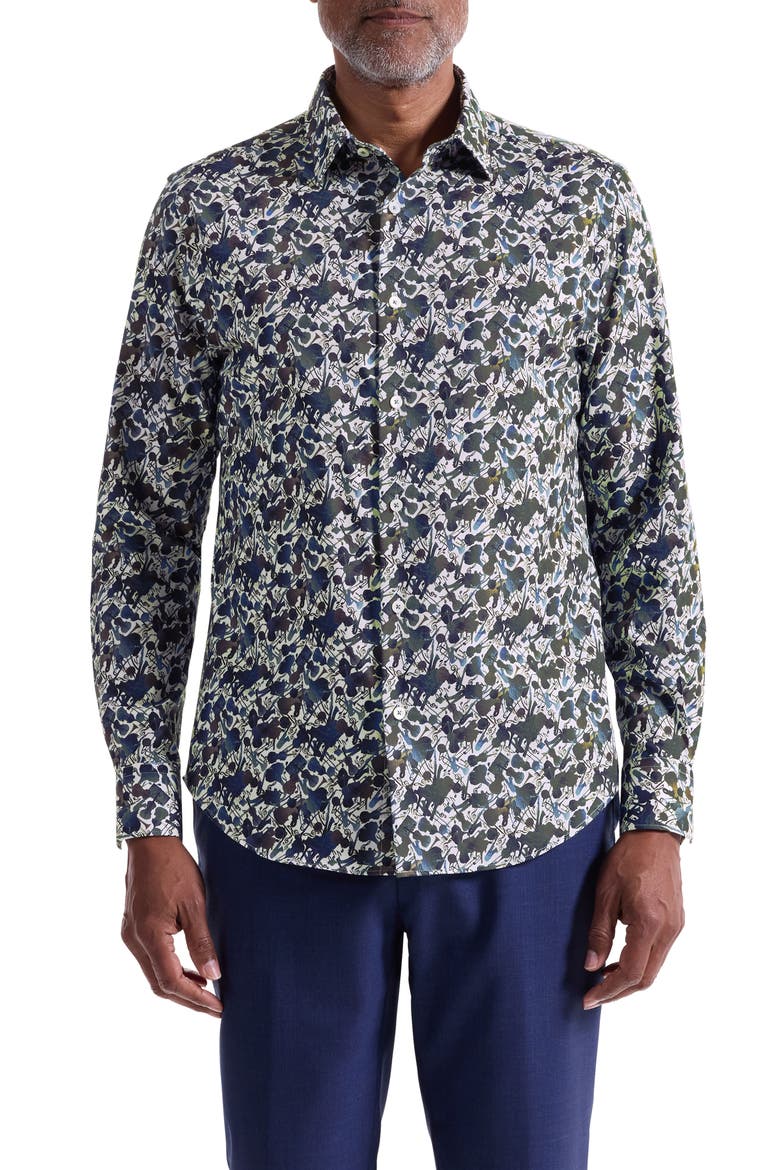 Julian Shaped Fit Orchestra Print Cotton Button-Up Shirt, Main, color, TRUFFLE