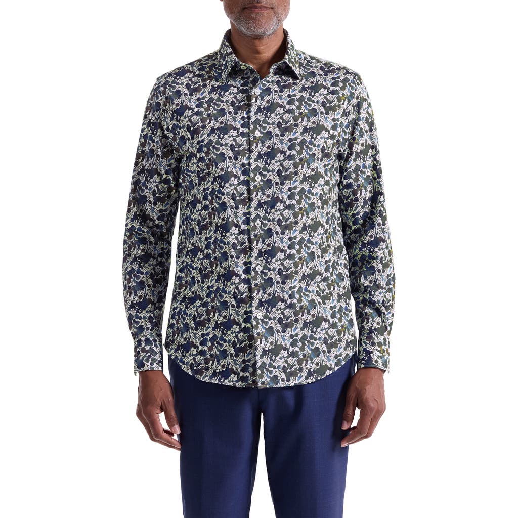 Bugatchi Julian Shaped Fit Orchestra Print Cotton Button-up Shirt In Brown