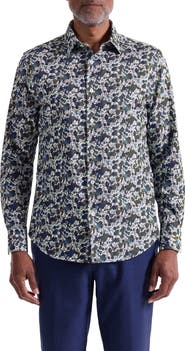 Bugatchi Julian Shaped Fit Orchestra Print Cotton Button-Up Shirt