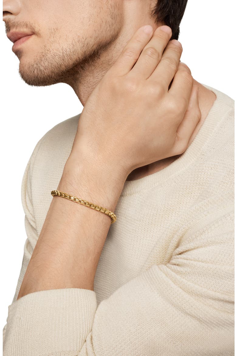 Men's Box Chain Bracelet in 18K Yellow Gold, 5mm, Alternate, color, GOLD