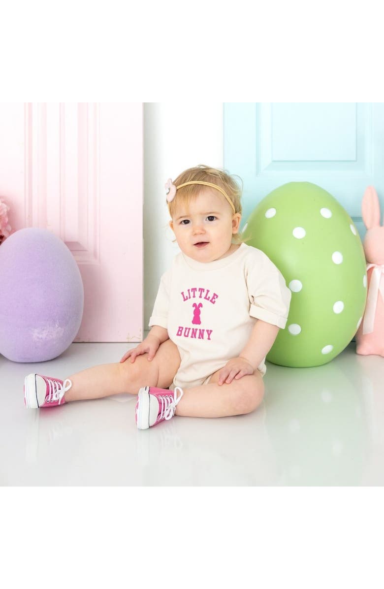 Sweet Wink Little Bunny Rose Easter Short Sleeve Romper, Alternate, color, 