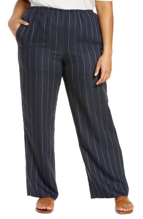 Stripe Wide Leg Pants (Plus Size)