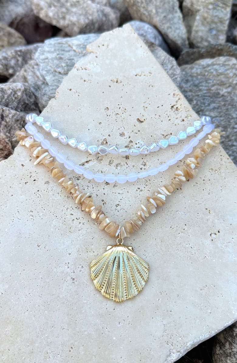 Adornia Multistrand Shell Pendant Necklace, Alternate, color,