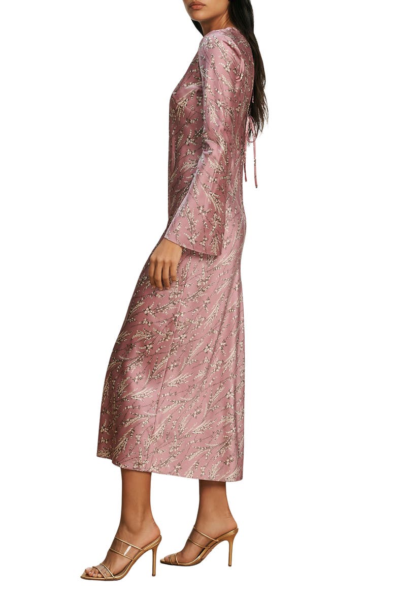 Gemma Floral Long Sleeve Silk Blend Dress, Alternate, color, ORCHID HAZE MULTI