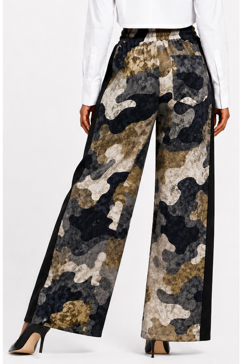 Camo Wide Leg Pants, Alternate, color, BLACK