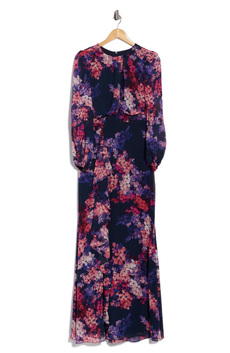 Eliza J Long Sleeve Maxi Dress, Alternate, color, Navy