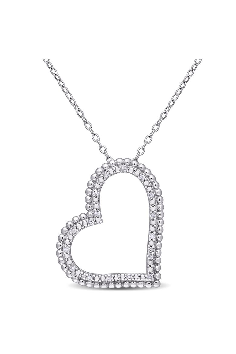 Diamond Heart Pendant Necklace, Main, color, Sterling Silver