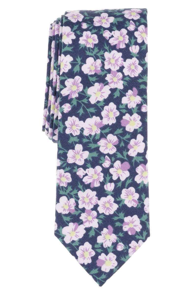Original Penguin Clevy Floral Print Tie, Main, color, Purple