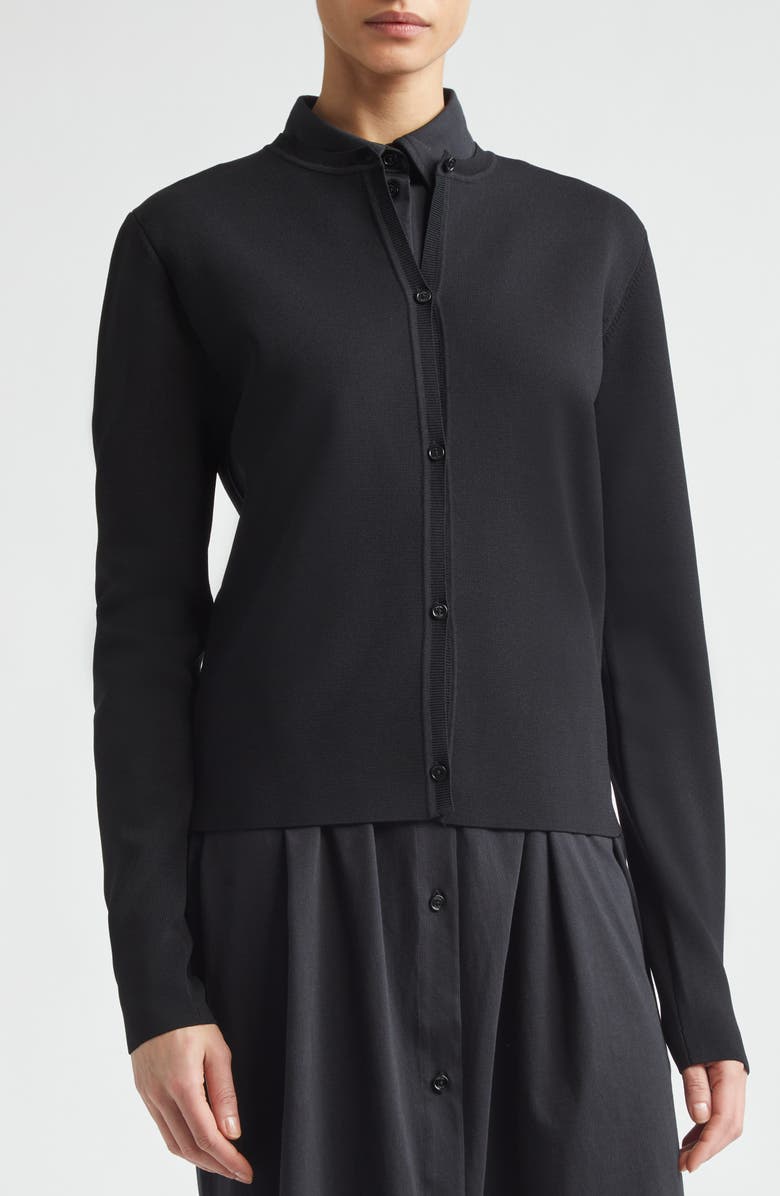 TOTEME Classic Compact Knit Cardigan, Alternate, color, Black