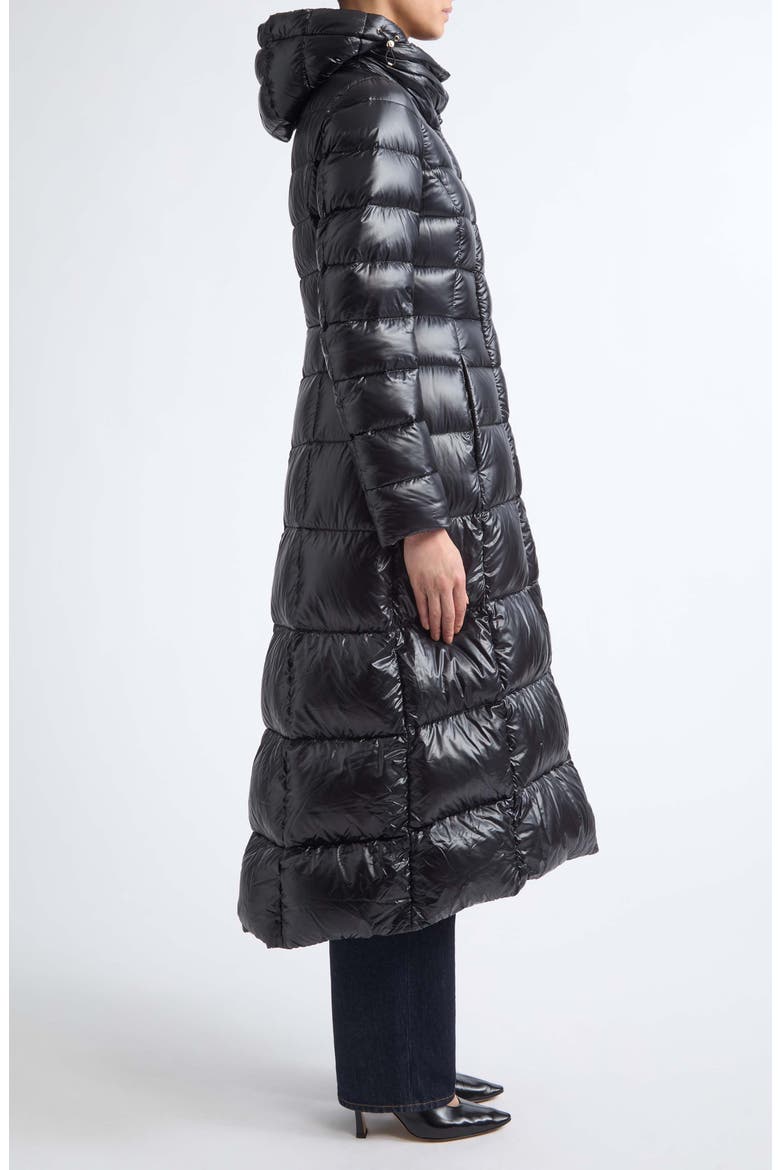 Ultralight Fitted Nylon Maxi Down Coat, Alternate, color, 9300 BLACK
