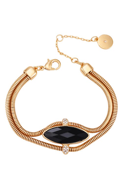 Vince Camuto Crystal Snake Chain Bracelet In Gold Tone
