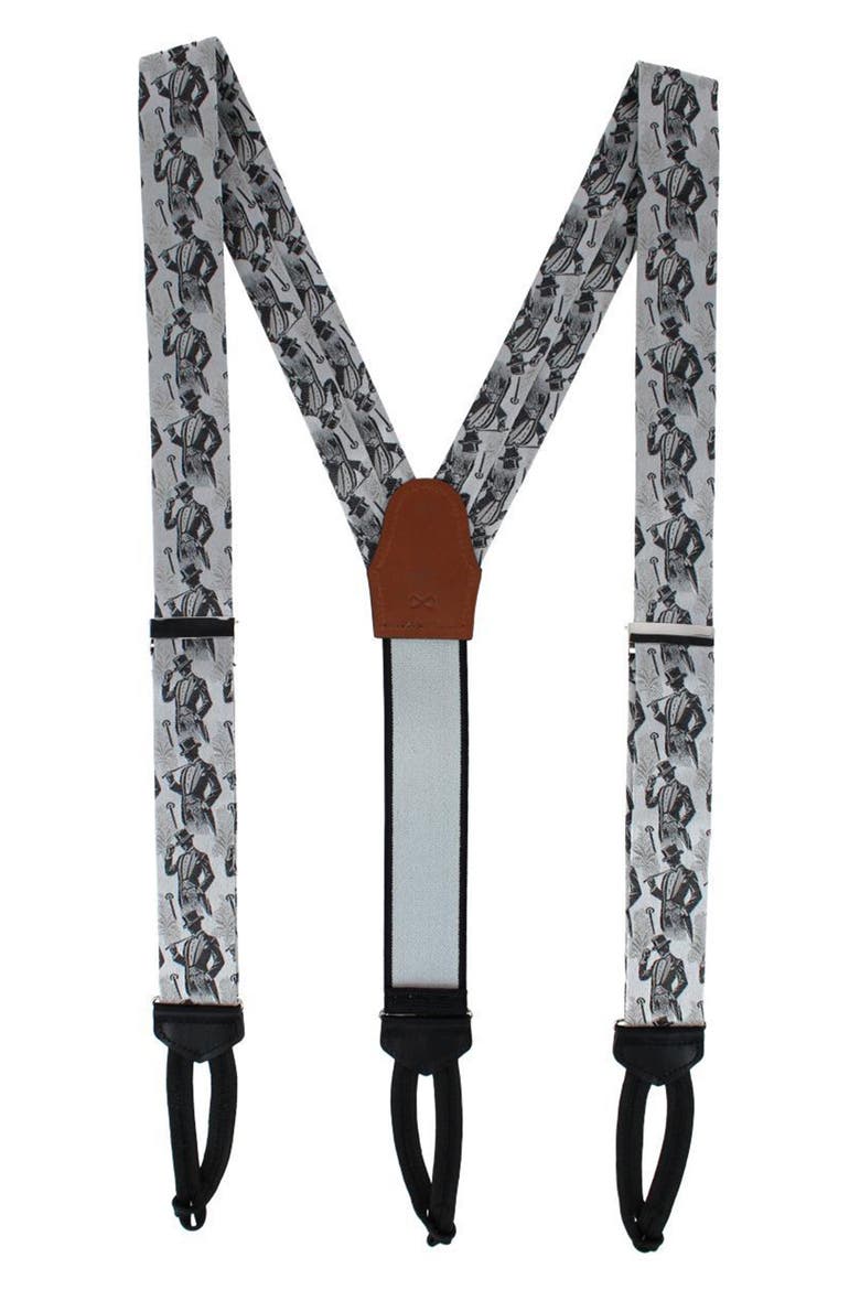XL Ambrose Dapper Nights Silk Formal Suspenders, Main, color, SILVER