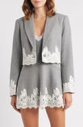 LoveShackFancy Icarus Lace Detail Crop Jacket