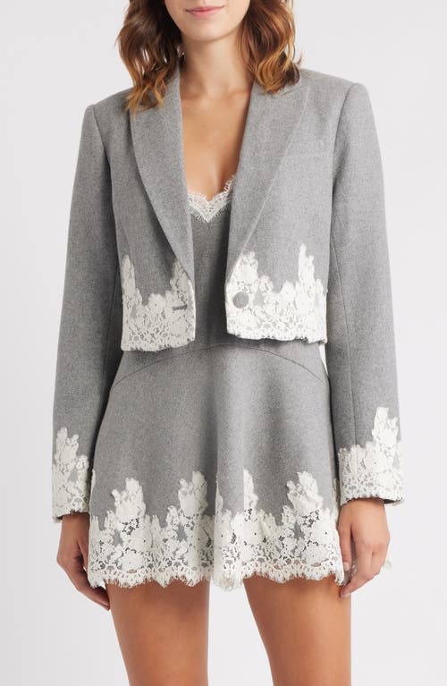 Loveshackfancy Icarus Lace Detail Crop Jacket In Gray