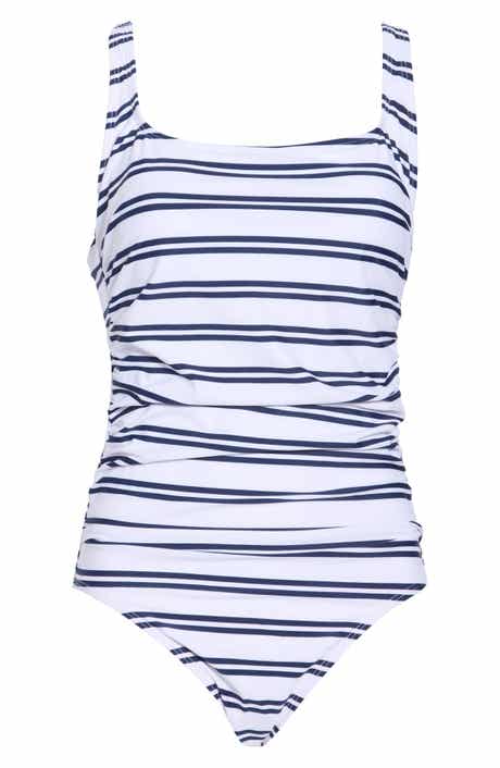 Nautica Stripe Shirred One-Piece Swimsuit
