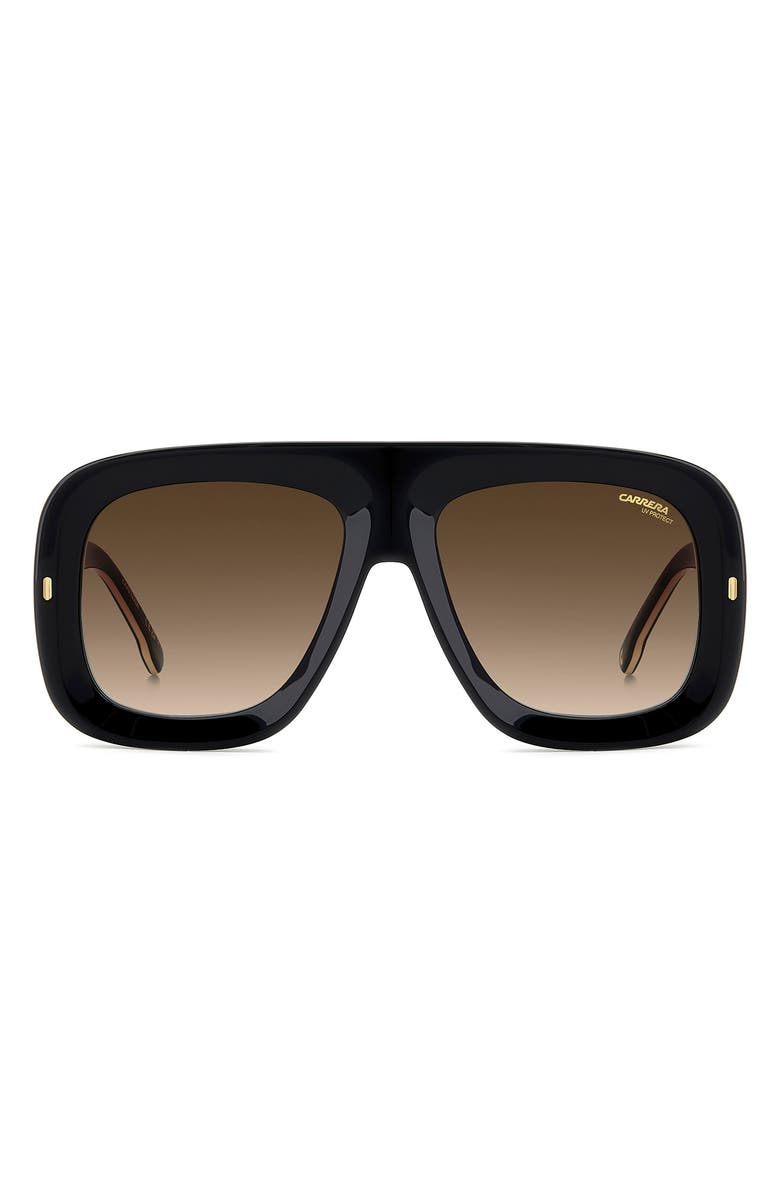 Carrera Eyewear Special Edition FLAGLAB 18 57mm Gradient Square Shield Sunglasses, Main, color, Black Gold/ Brown Sf